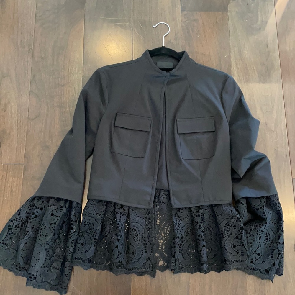 Intermix black jacket w lace details